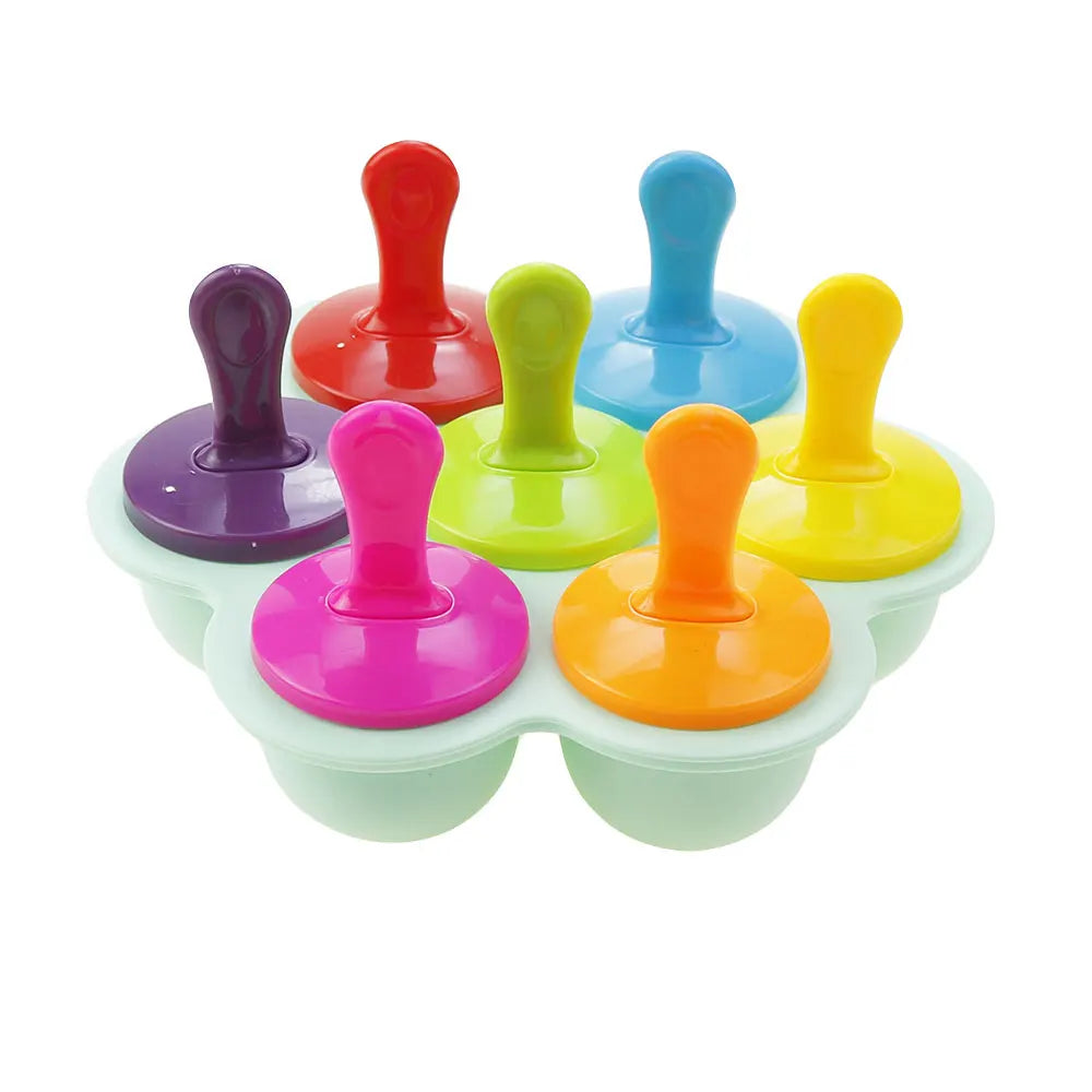 JCD 4/7Holes DIY Ice Cream Pops Silicone Mold Ice Cream Ball Maker Popsicles Molds Baby Fruit Shake Home Kitchen Accessories