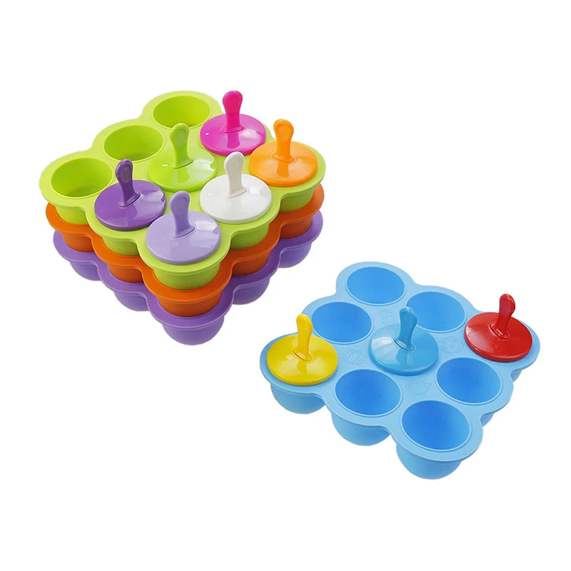 JCD 4/7Holes DIY Ice Cream Pops Silicone Mold Ice Cream Ball Maker Popsicles Molds Baby Fruit Shake Home Kitchen Accessories