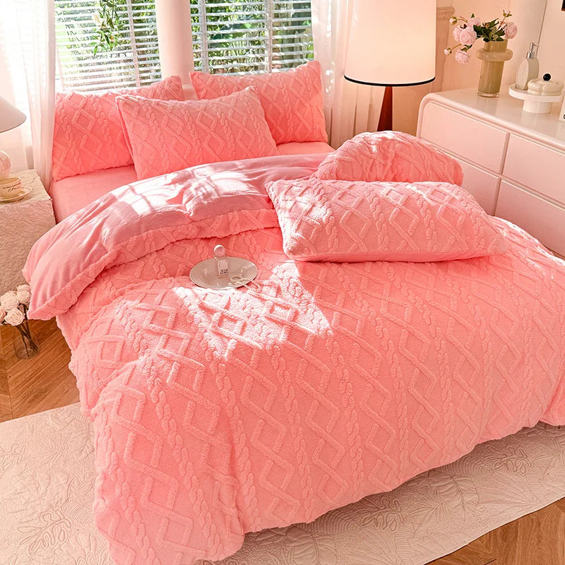Double Side Velvet Quilt Cover Soft Comforter Cover Winter Duvets Cover Single/Double/Queen/King Size Quilt Cover(No Pillowcase)