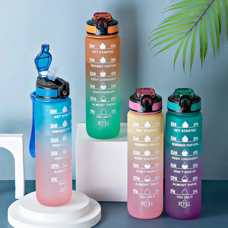 1 Liter Water Bottle Motivational Sport Water Bottle Leakproof Bottles Drinking Outdoor Travel Gym Fitness Jugs For Kitchen Cups