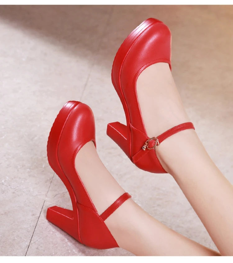 Small Size 32-43 Shallow Thick Bottom White Silver Wedding Shoes Bride Platform Pumps 2025 Block High Heels Shoes for Model Mom