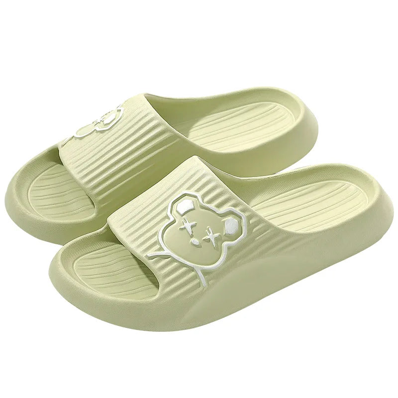 2026 Home Slippers for Women Men Open Toe Waterproof Soft Sole Slides Summer One Strap Solid Color Comfort Flat Bottom Slippers