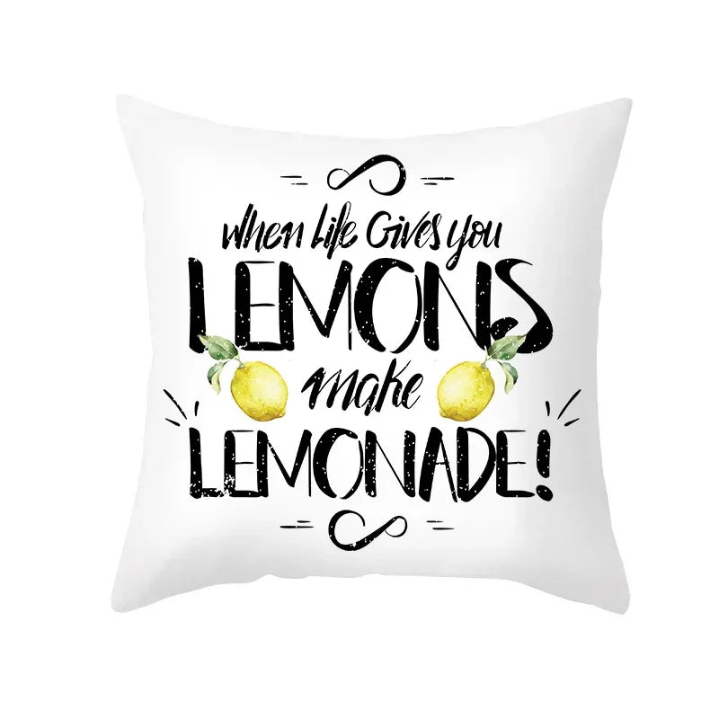 Cushion Cover Throw Pillow Sofa Decorative Pillowcase Lemon Pattern Summer