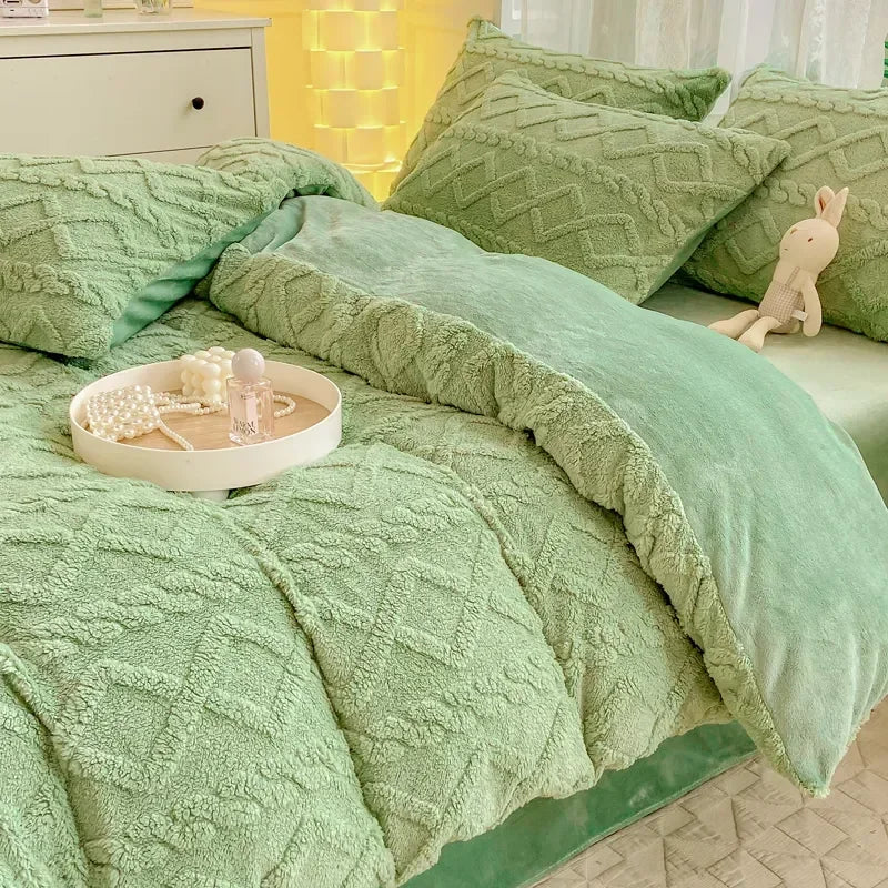 Taffel Velvet Duvet Cover for Winter Super Warm Soft Solid Color Comforter Cover Blanket Covers for Double Beds NO Pillowcase