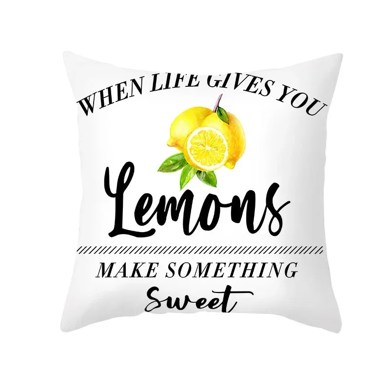 Cushion Cover Throw Pillow Sofa Decorative Pillowcase Lemon Pattern Summer