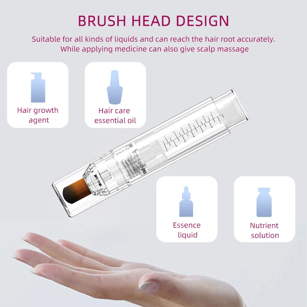 EMS Scalp Applicator Liquid Comb Hair Growth Oil Serum Comb High Frequency Vibration Scalp Massager Brush with Sterilization