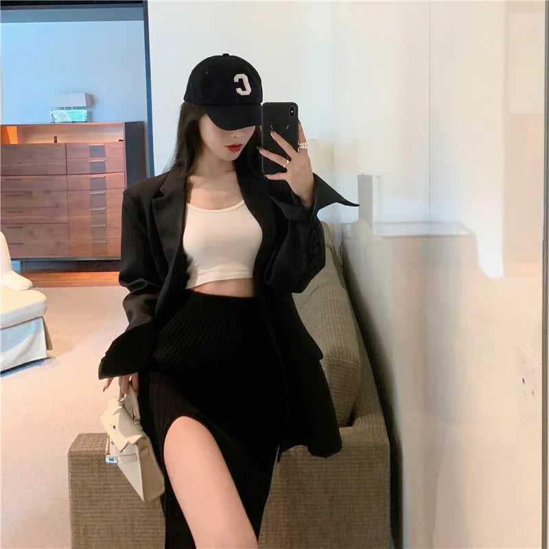 Elegant Elegant Sexy Stit Skirt Women's Slim Fit Slimming Hot Girl Knitted Dress Pure High Waist Temperament Skirt