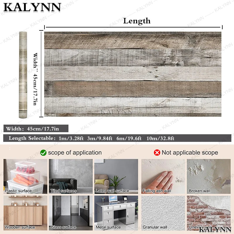 Wood Contact Paper Peel and Stick Wallpaper Self Adhesive Removable Vintage Faux Wood Wall Paper Plank Shelf Home Decoration