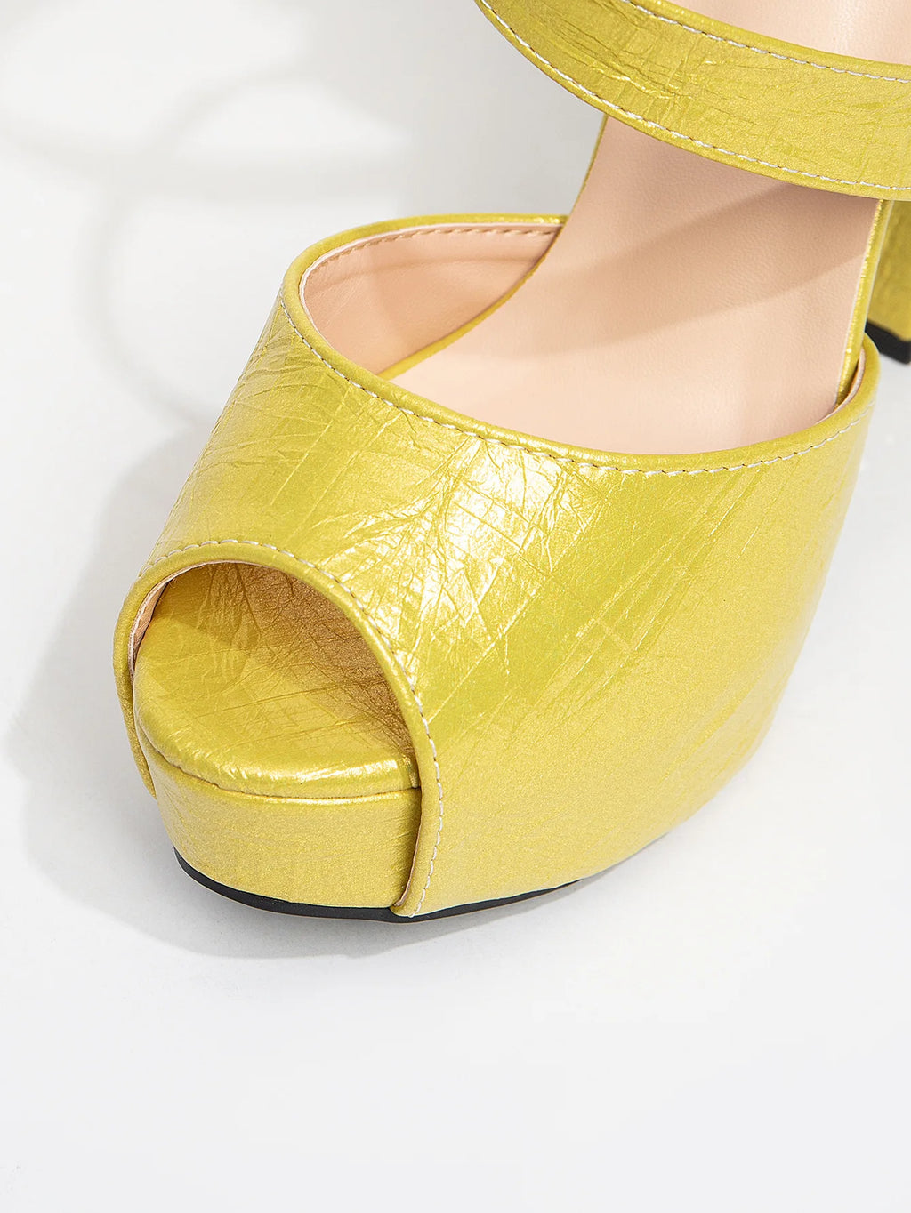Fashion Buckle Strap Summer Platform Sandals For Women 12cm Chunky High Heel Pink Party Peep Toe Shoes Model Catwalk Show Heels