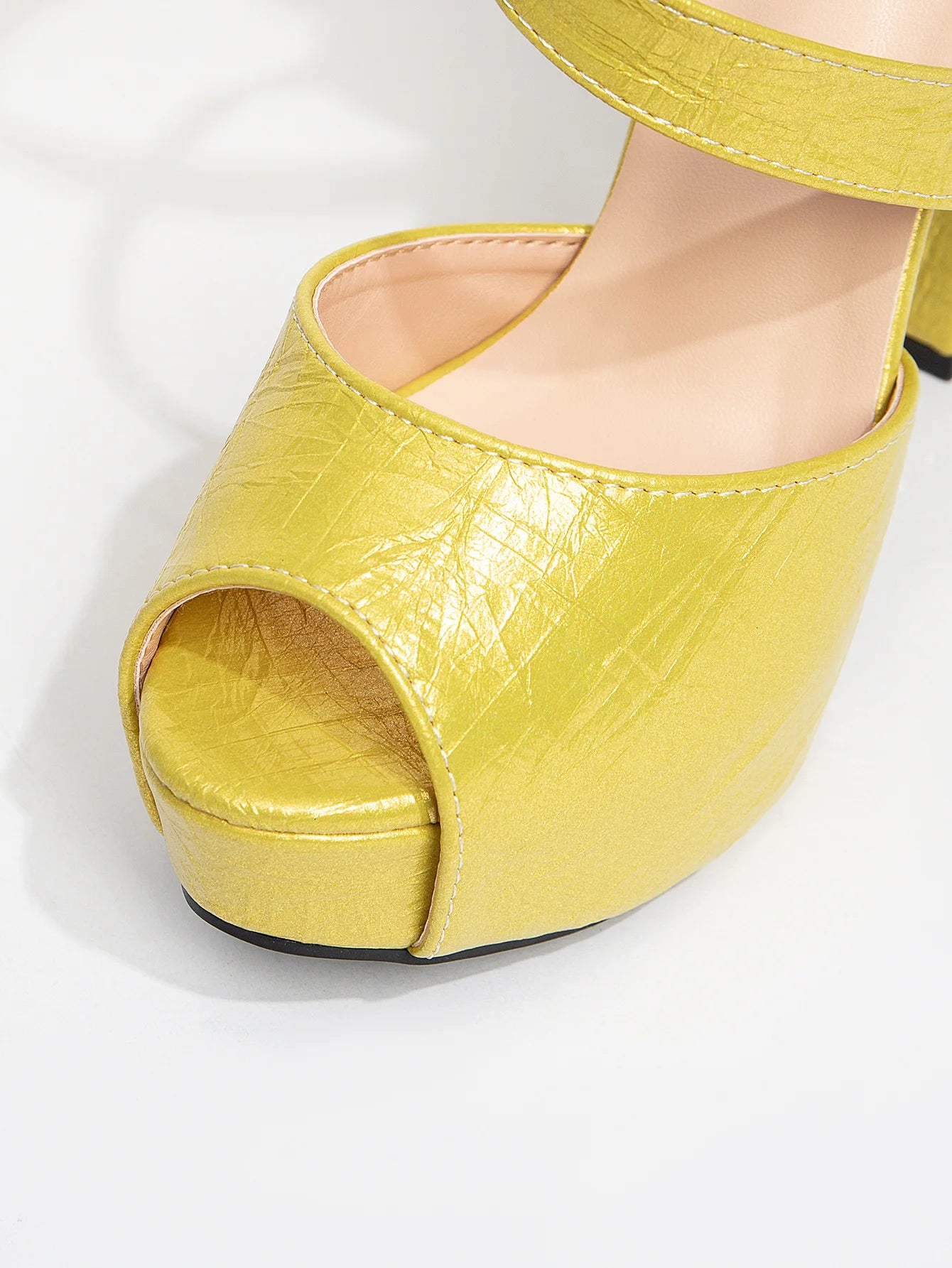 Fashion Buckle Strap Summer Platform Sandals For Women 12cm Chunky High Heel Pink Party Peep Toe Shoes Model Catwalk Show Heels