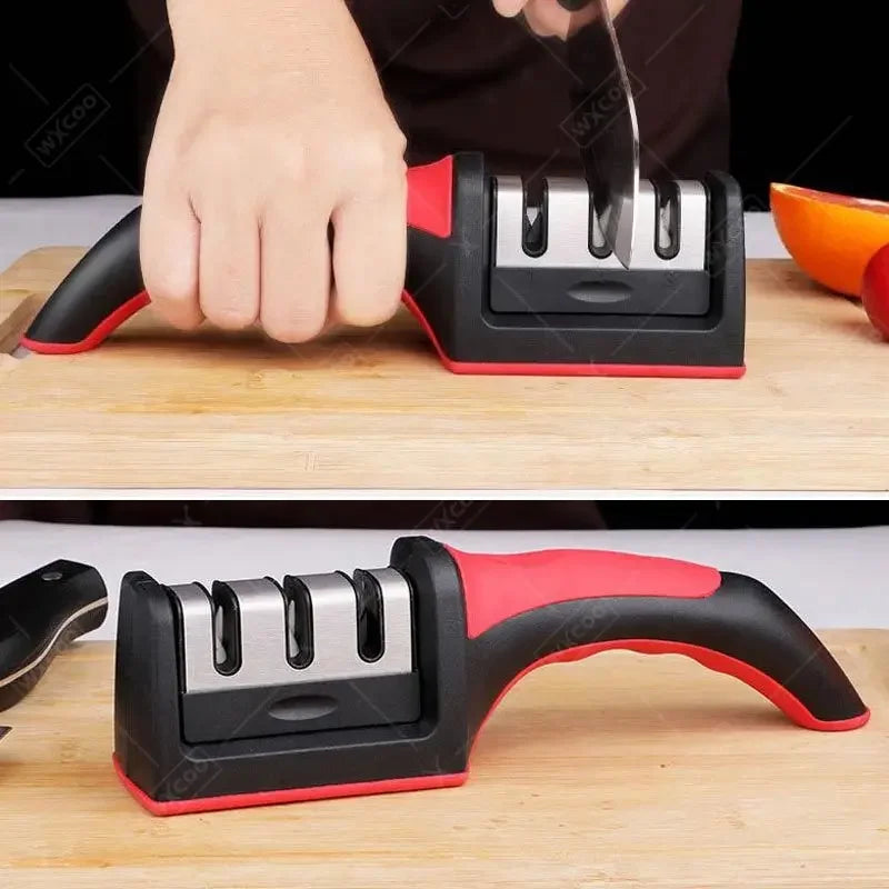 Knife Sharpener Whetstone Sharpening Professional Multi-function 3 Stages Ceramic Sharpener for Kitchen Knife with Non-slip Base