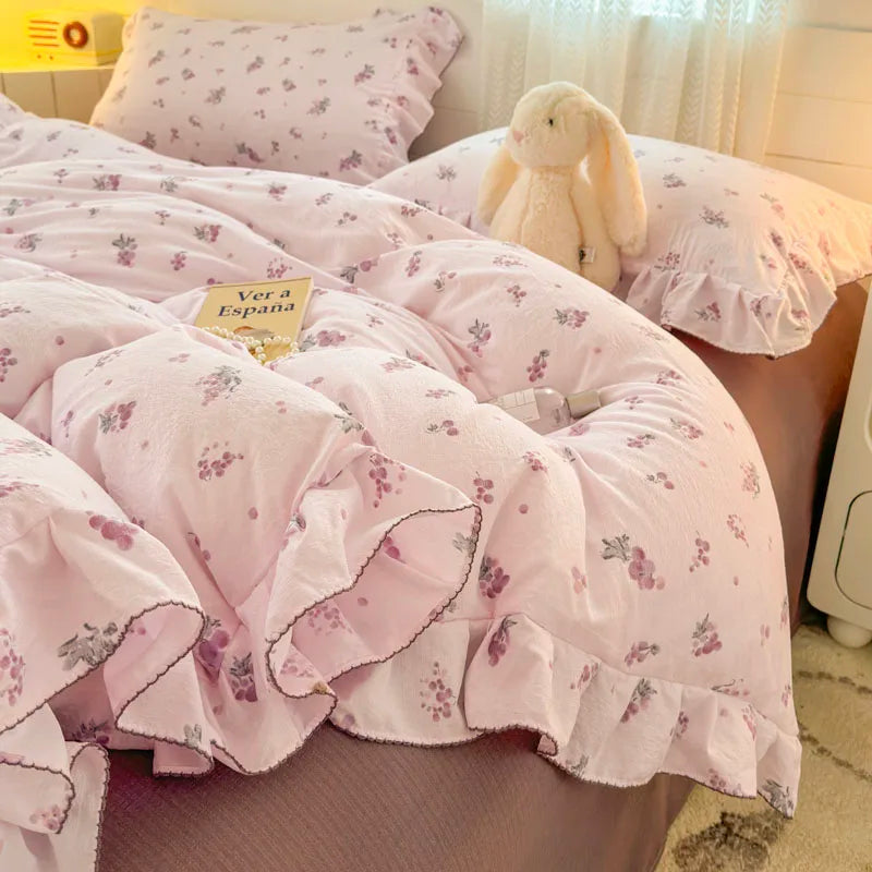 Bonenjoy Lace Duvet Cover Printed Home Quilts Cover Ruffles Comforter Covers Adults Kids Room Bedding (Pillowcase Need Order)