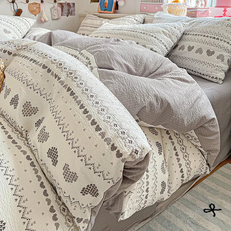 Double-layer Gauze Duvet Cover Single/Queen/King Flower Printed housse de couette Skin-friendly funda nordica 150 cama 이불커버