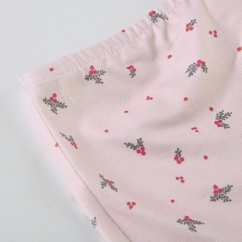 Women Sleepwear Pink Floral Lace Patchwork Two-piece Pajamas Set Sleeveless Camisoles and Slim Cute Shorts Loungewear