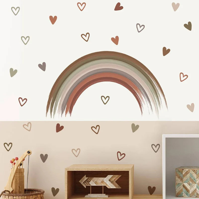 Boho Rainbow Vinyl Child Wall Sticker For Baby Room Decor Bedroom Accessories Furniture Sticker Adhesive Wallpaper Wall Decor