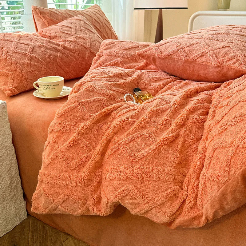 Double Side Velvet Quilt Cover Soft Comforter Cover Winter Duvets Cover Single/Double/Queen/King Size Quilt Cover(No Pillowcase)