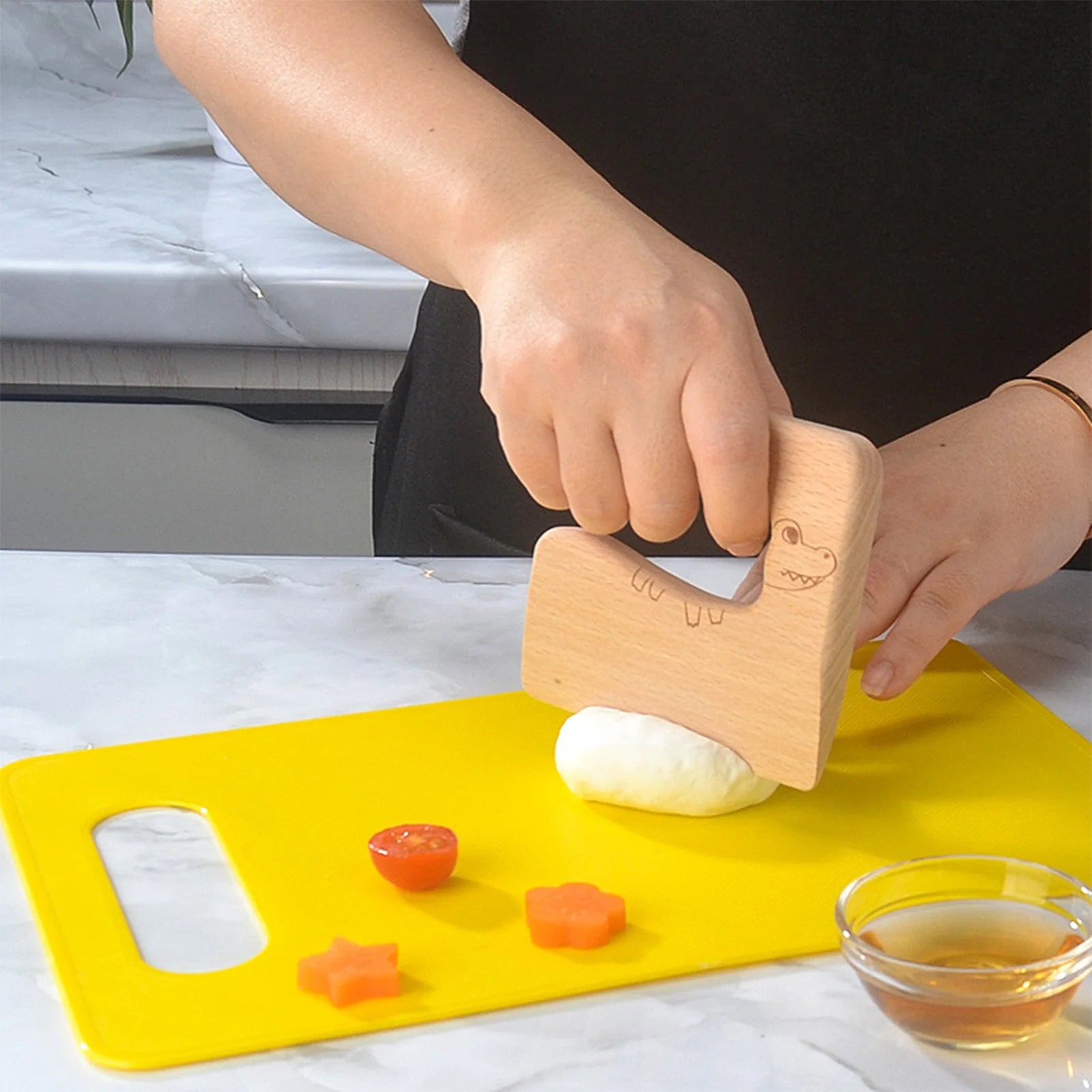 Plastic Kitchen Tools for Kids Cutting Board Knife Set Children Safety Cooking Tools for Picnics Camping Use