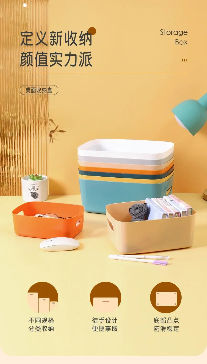 Foldable Storage Boxes Student Desktop Collapsible Crate Organizer Tape Stationery Cosmetic Rack Folding Storage Basket 1PC