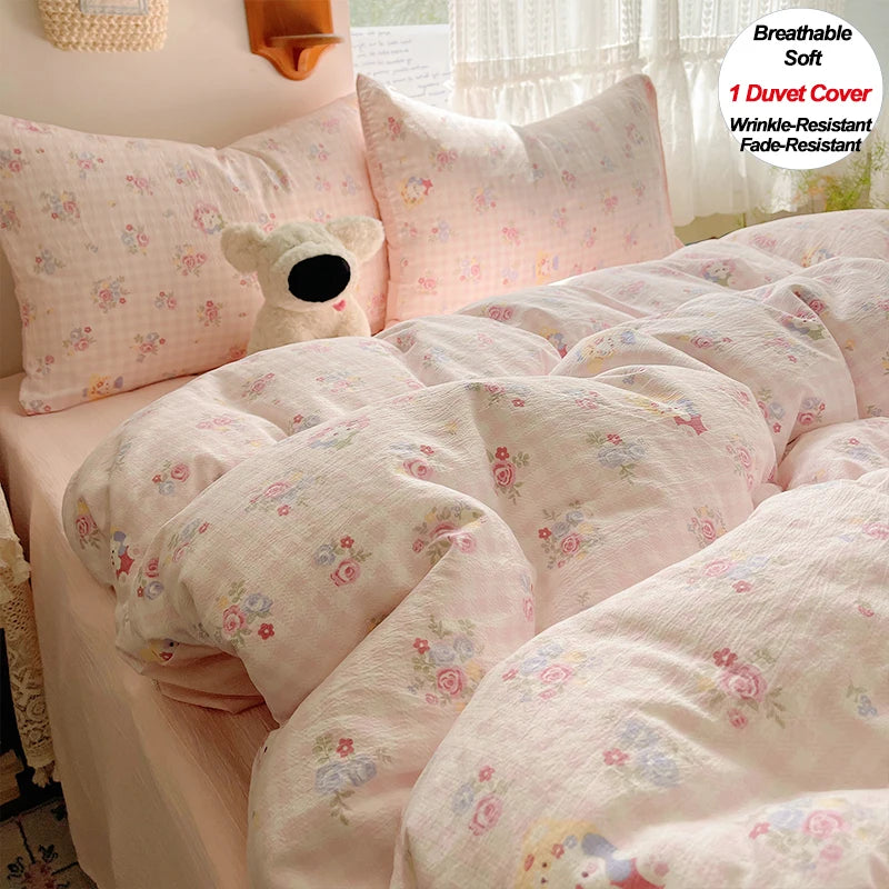 Home Microfiber Duvet Cover 1Pc Breathable Soft Zipper Closure Corner Ties Wrinkle Resistant Hypoallergenic Bedding for Bedroom