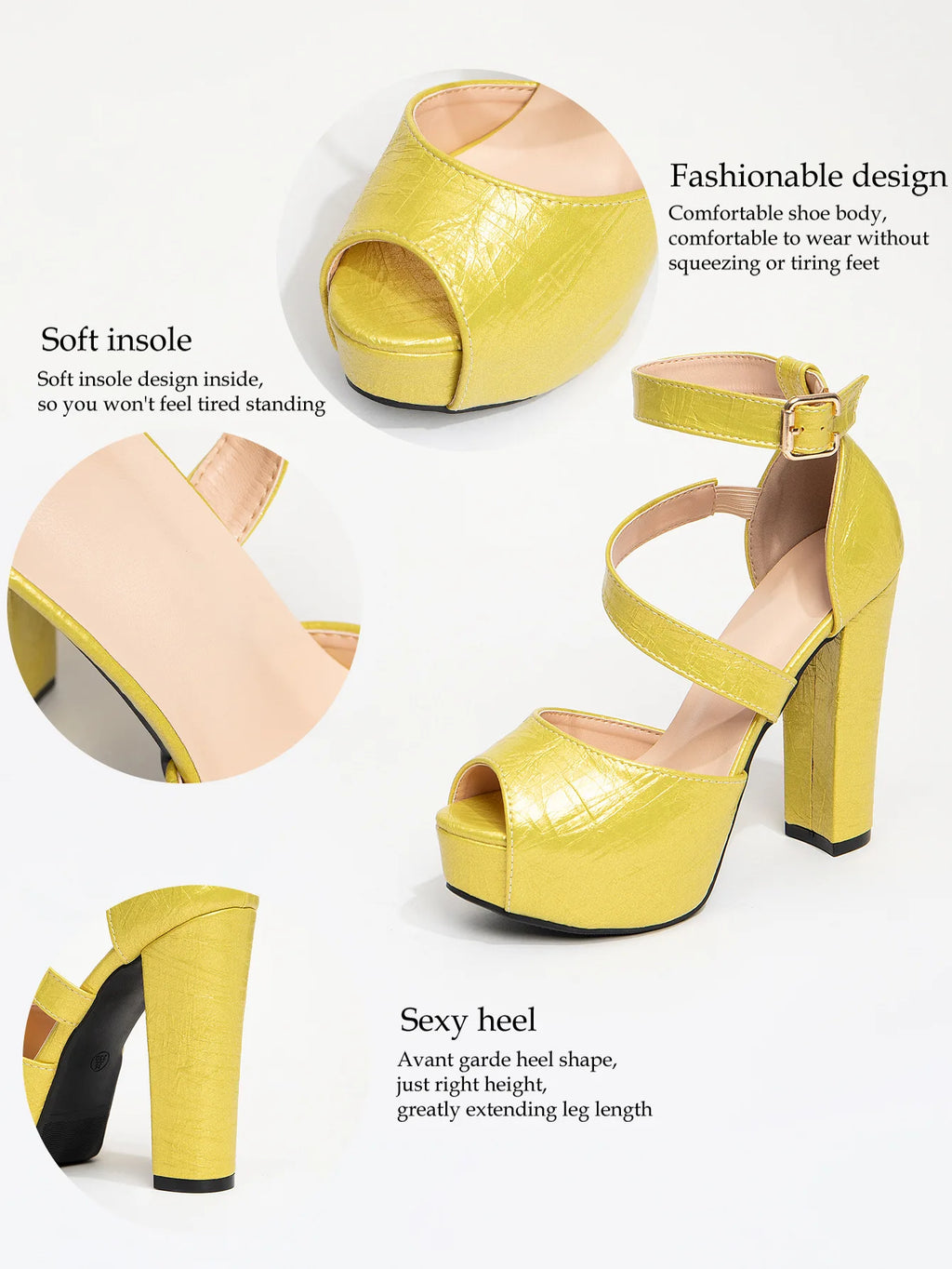 Fashion Buckle Strap Summer Platform Sandals For Women 12cm Chunky High Heel Pink Party Peep Toe Shoes Model Catwalk Show Heels