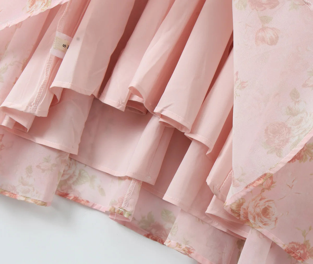 Summer Pink Flower Print Halter V Collar Sling Midi Dress Women Low Waist A-Line Pleated Swing Backless Robe Beach