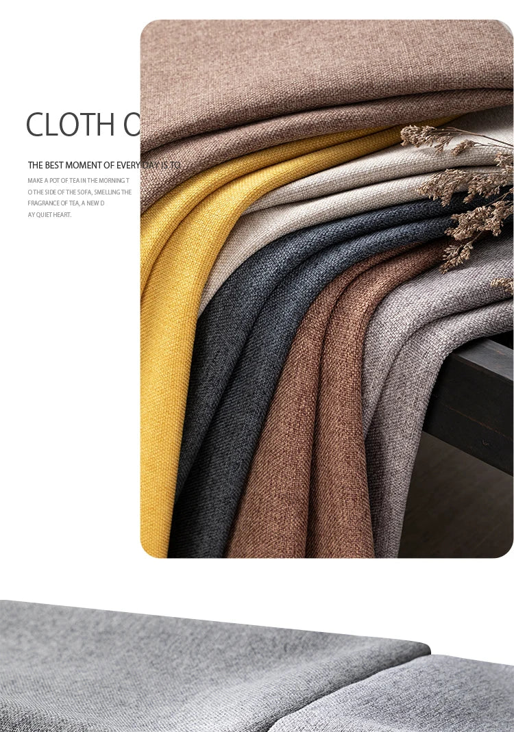Thickened Plain Linen Fabric Fine By The Meter for Tablecloth Bags Pillow Cushion Cover Sewing Sofa Cloth Wearable Beige Gray