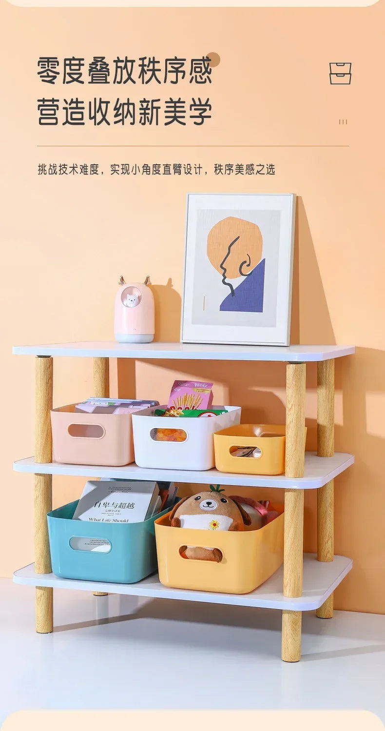 Foldable Storage Boxes Student Desktop Collapsible Crate Organizer Tape Stationery Cosmetic Rack Folding Storage Basket 1PC