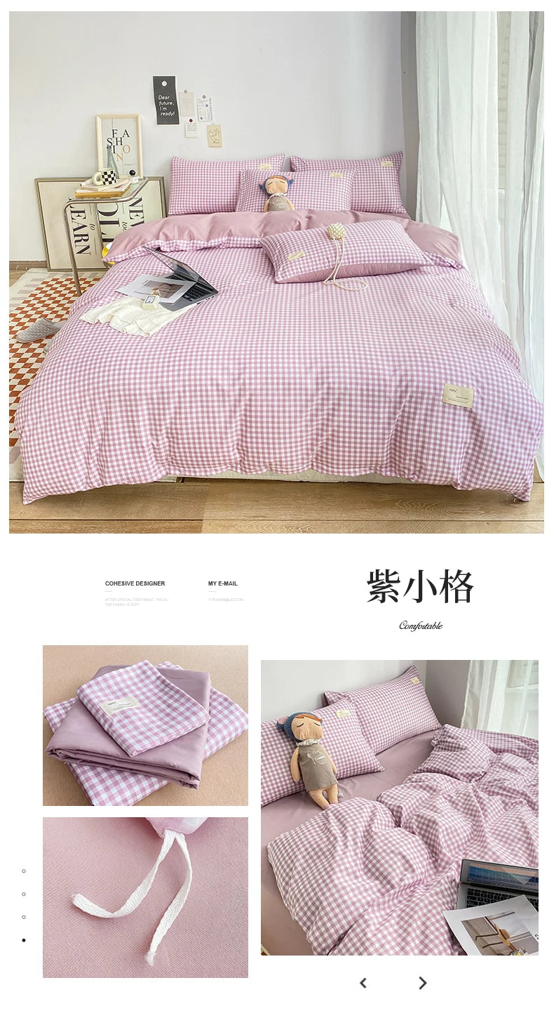 Small plaid pattern style single quilt cover double bed down duvet cover220x240cm large size quilt cover without pillowcase