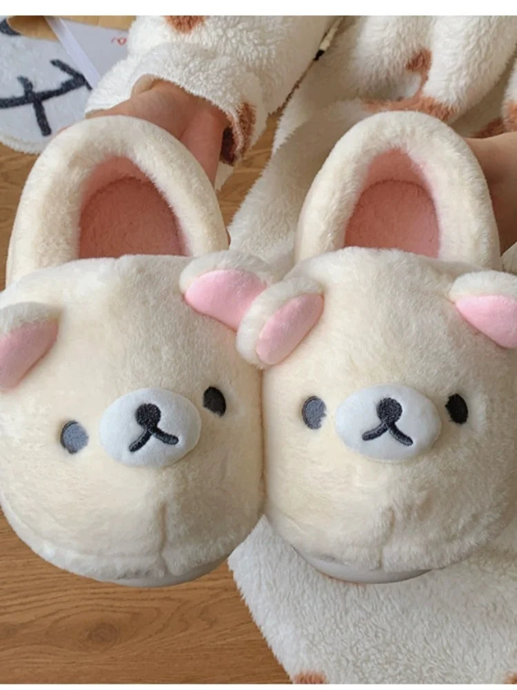 Women's Slippers Winter Couple Style Slippers Cute Relaxing Bear Cotton Cloud Non Slip Warm Shoes For Household Outdoor Holiday