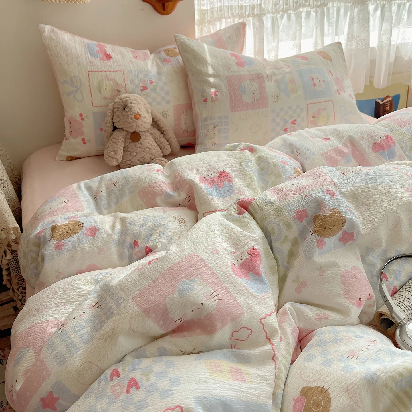 Home Microfiber Duvet Cover 1Pc Breathable Soft Zipper Closure Corner Ties Wrinkle Resistant Hypoallergenic Bedding for Bedroom