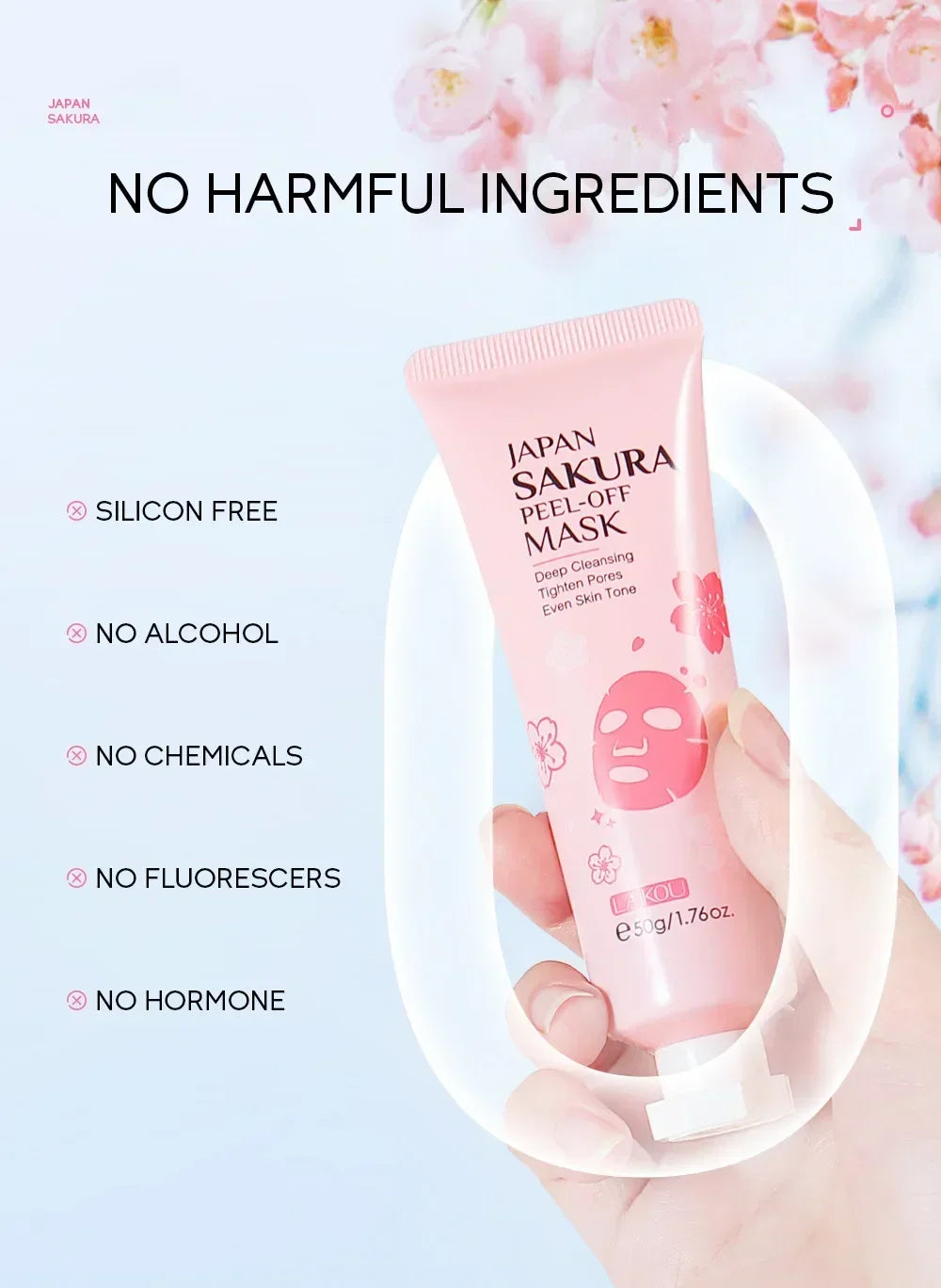Sakura Peeling Face Mask Deep Cleansing Aging Anti Wrinkle Whitening Blackhead Removed Tear Off Mask Facial Skin Care 50g