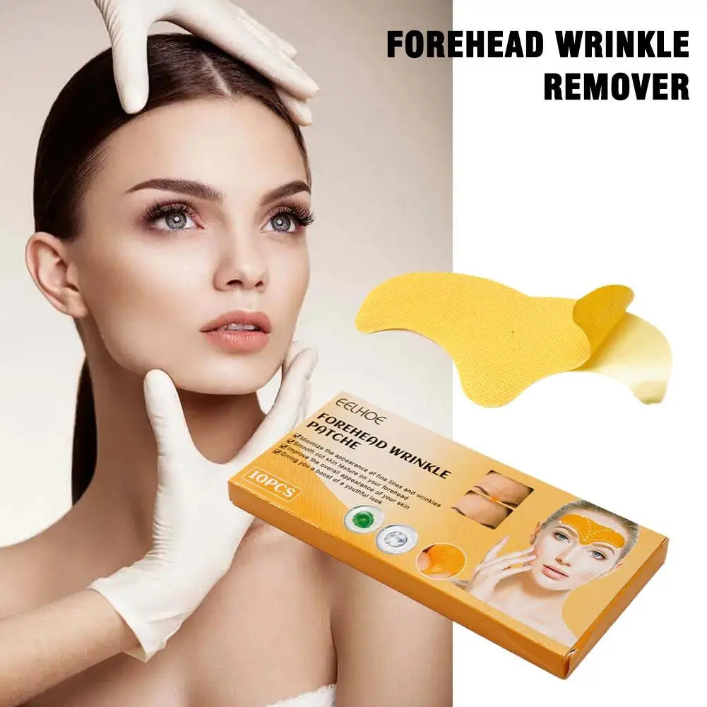 10pcs/box Forehead Wrinkle Patch Lightening Forehead Wrinkle Gel Patch Hydrolyzed Collagen Firming Mask Facial Skincare Sticker