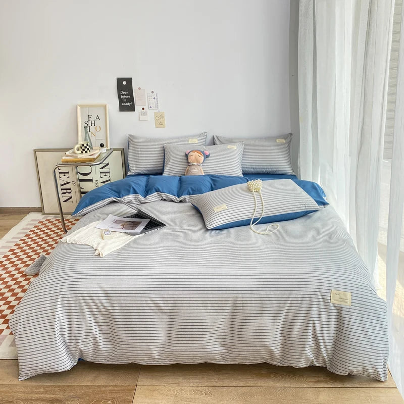 Small plaid pattern style single quilt cover double bed down duvet cover220x240cm large size quilt cover without pillowcase