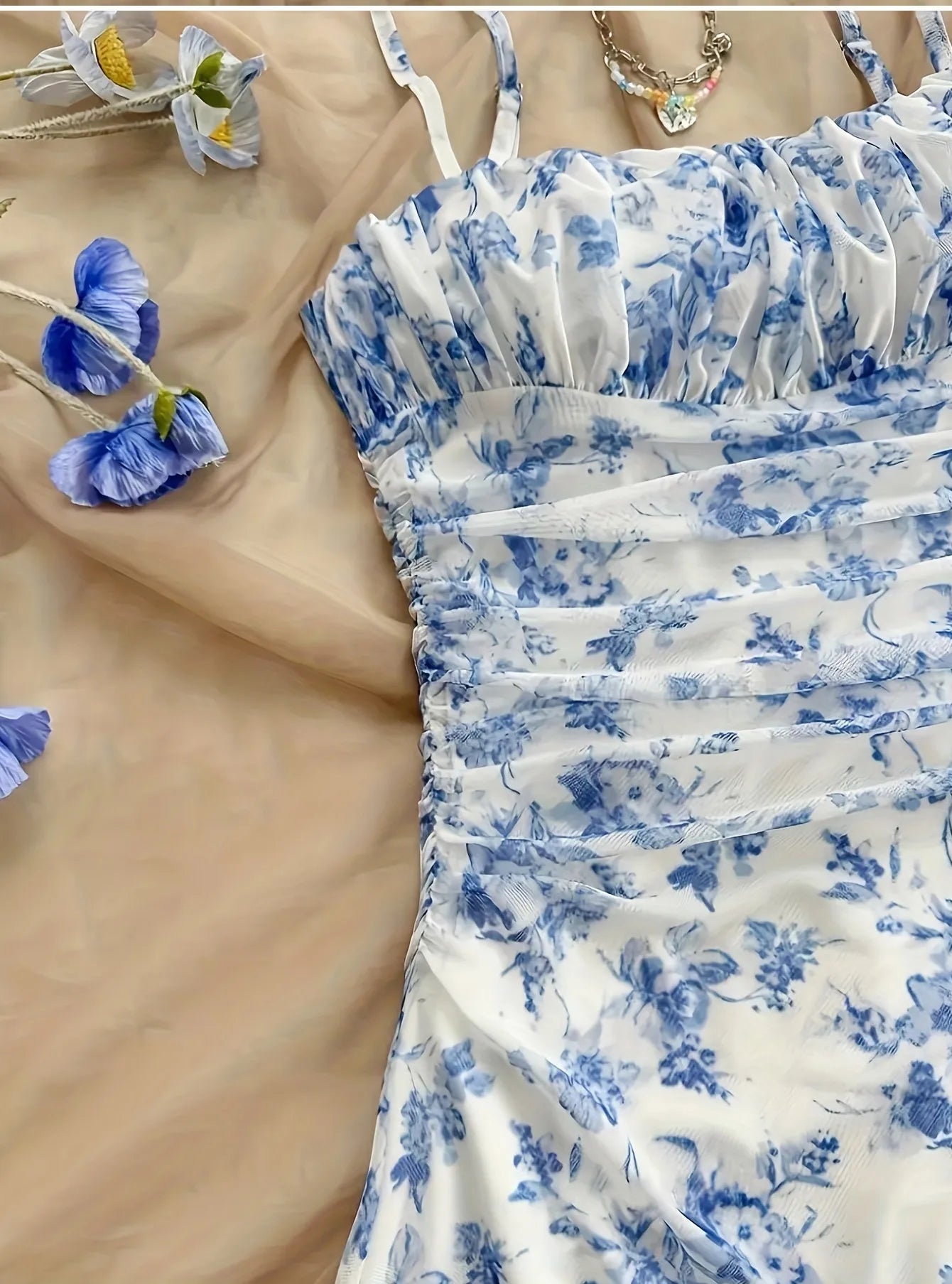 Dresses  Spring Summer Cute Dating Ditsy Floral Sleeveless Square Neck Mini Cami Casual Dresses For Women