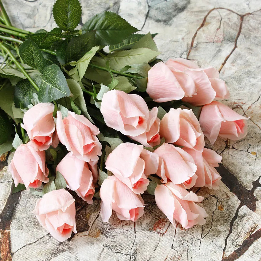 11pcs/Lot Fresh Rose Artificial Flowers Real Touch Rose Floral Home Decorations For Wedding Party Birthday Gifts